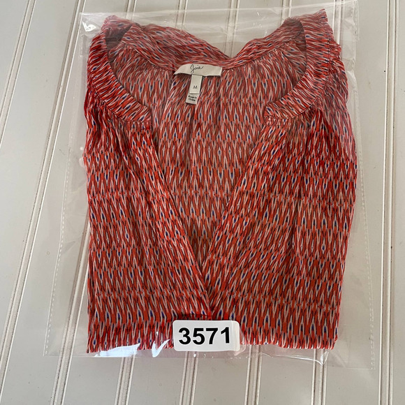 Joie SILK M Red Orange babydoll blouse tunic - Picture 9 of 10